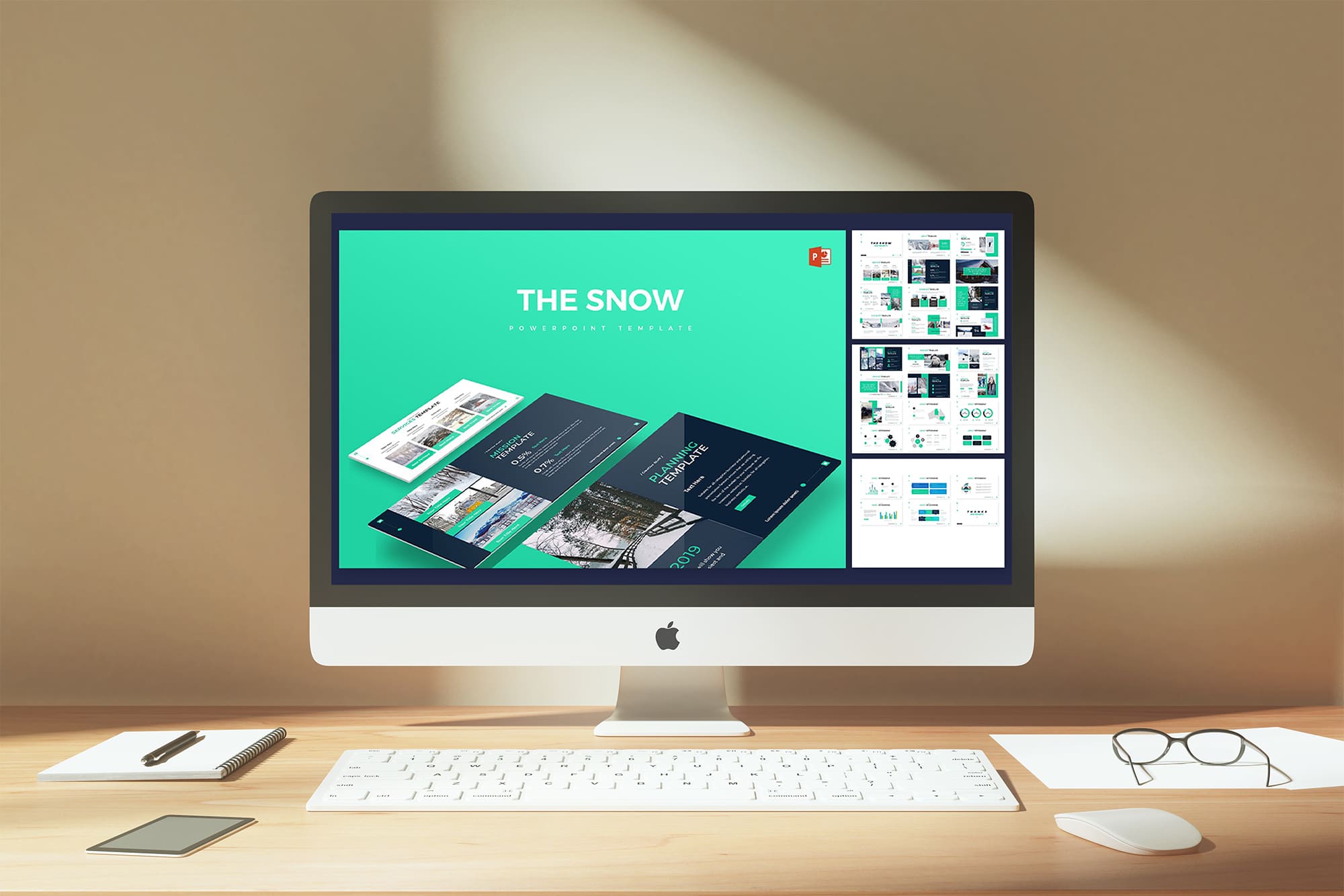 Snow - Powerpoint Template on Desktop.