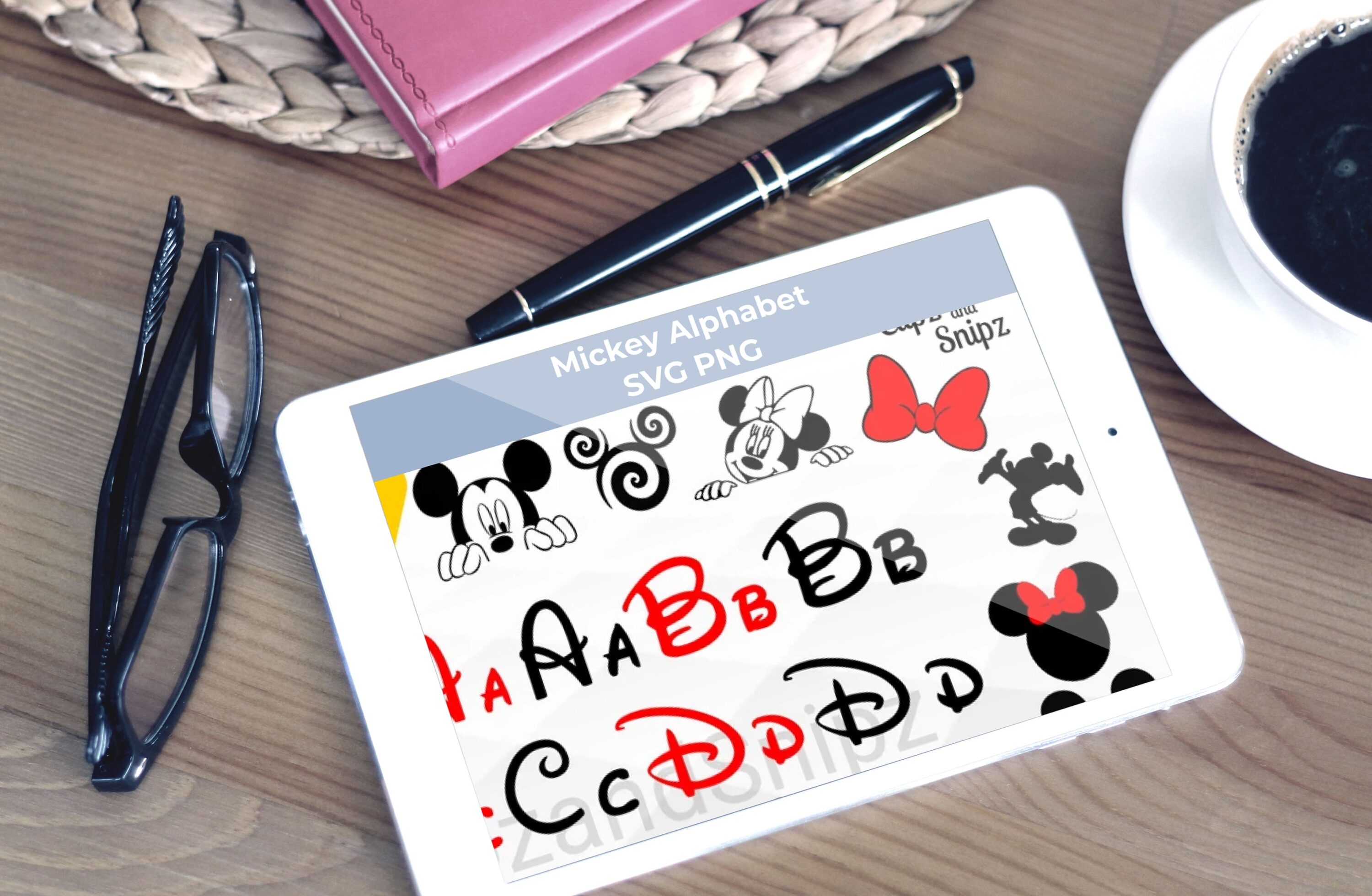 Tablet - Mickey Alphabet SVG PNG Clipart.