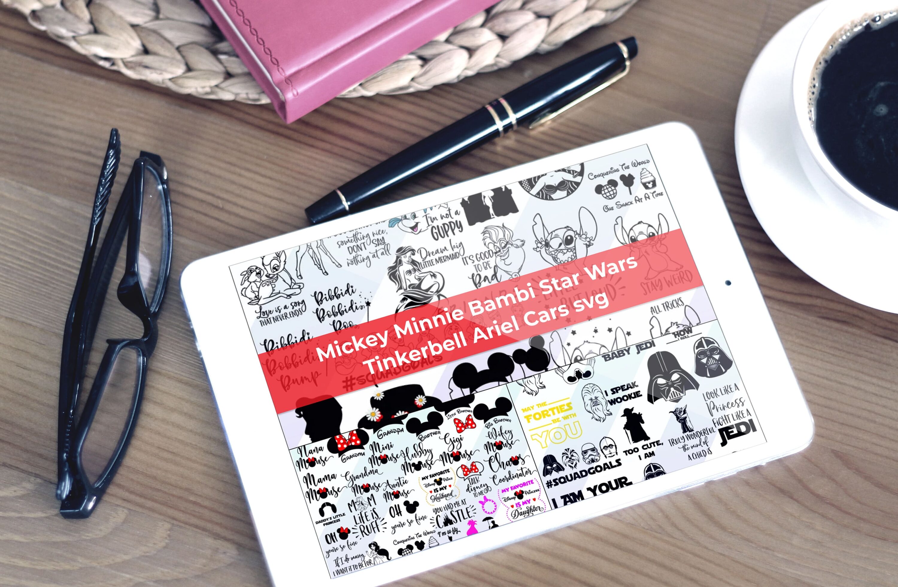 Tablet - 130+ SVG Bundle for Cricut or Silhouette Stitch Mickey Minnie Bambi Star Wars.