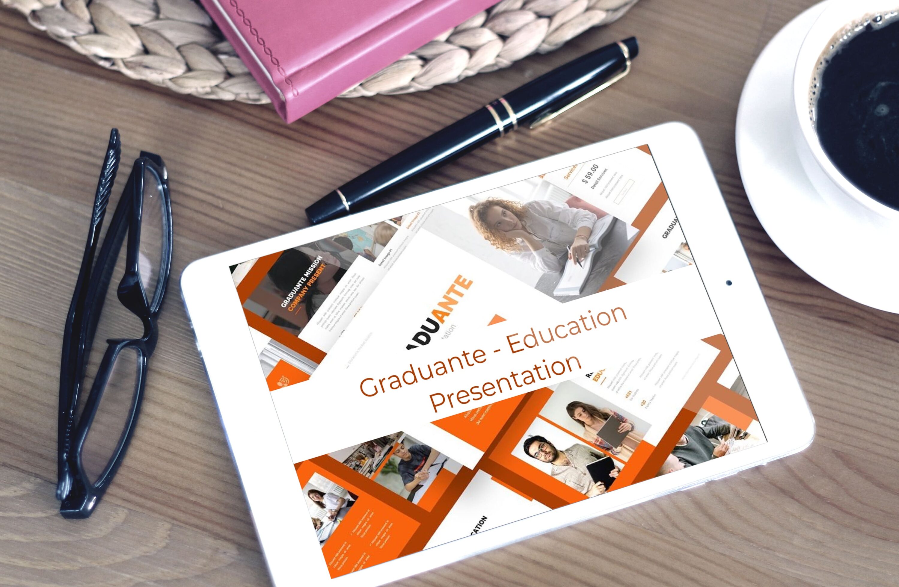 The example of Graduante Education Presentation on Tablet.