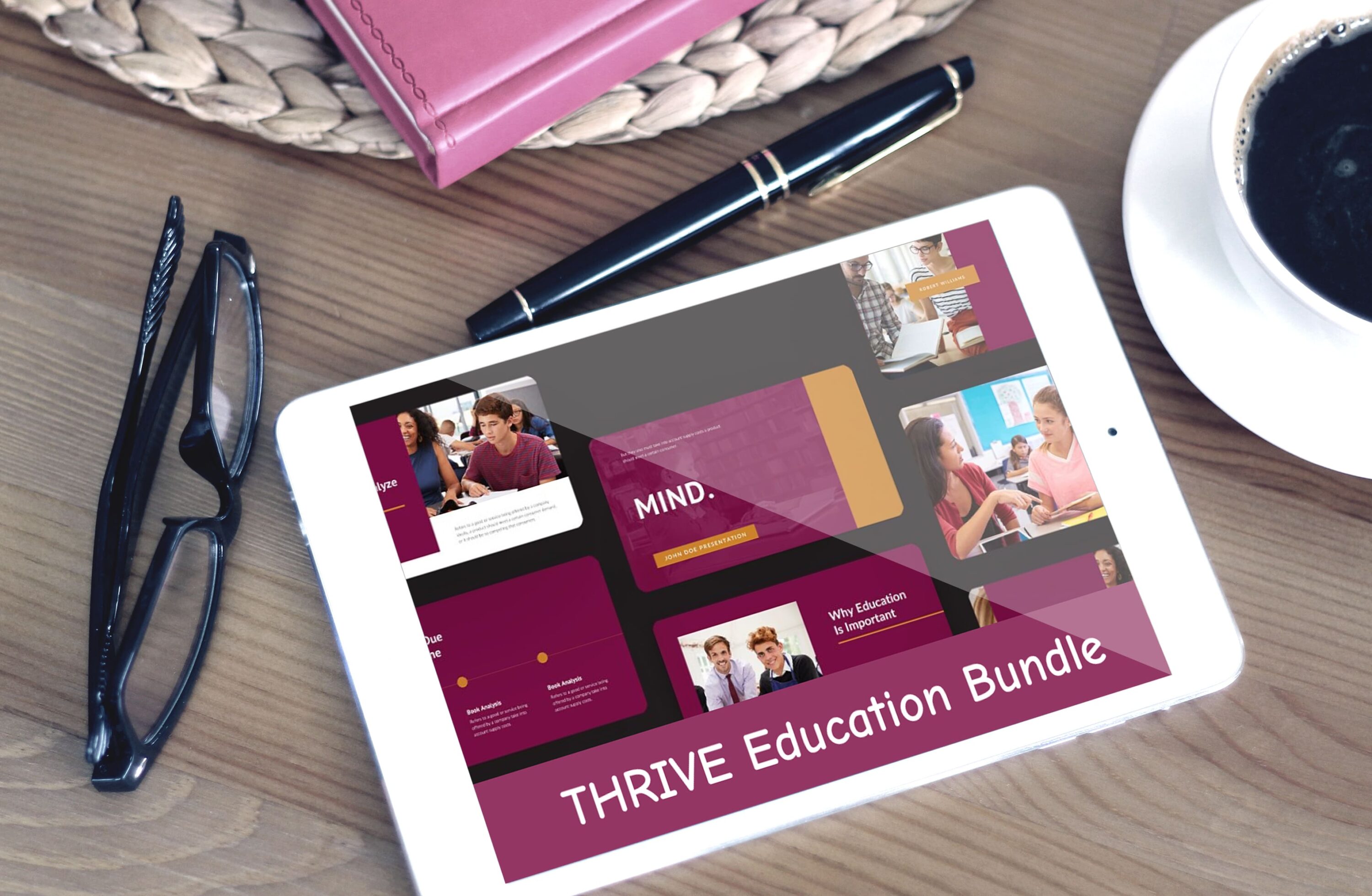 THRIVE Education Bundle - Mockup on Tablet.