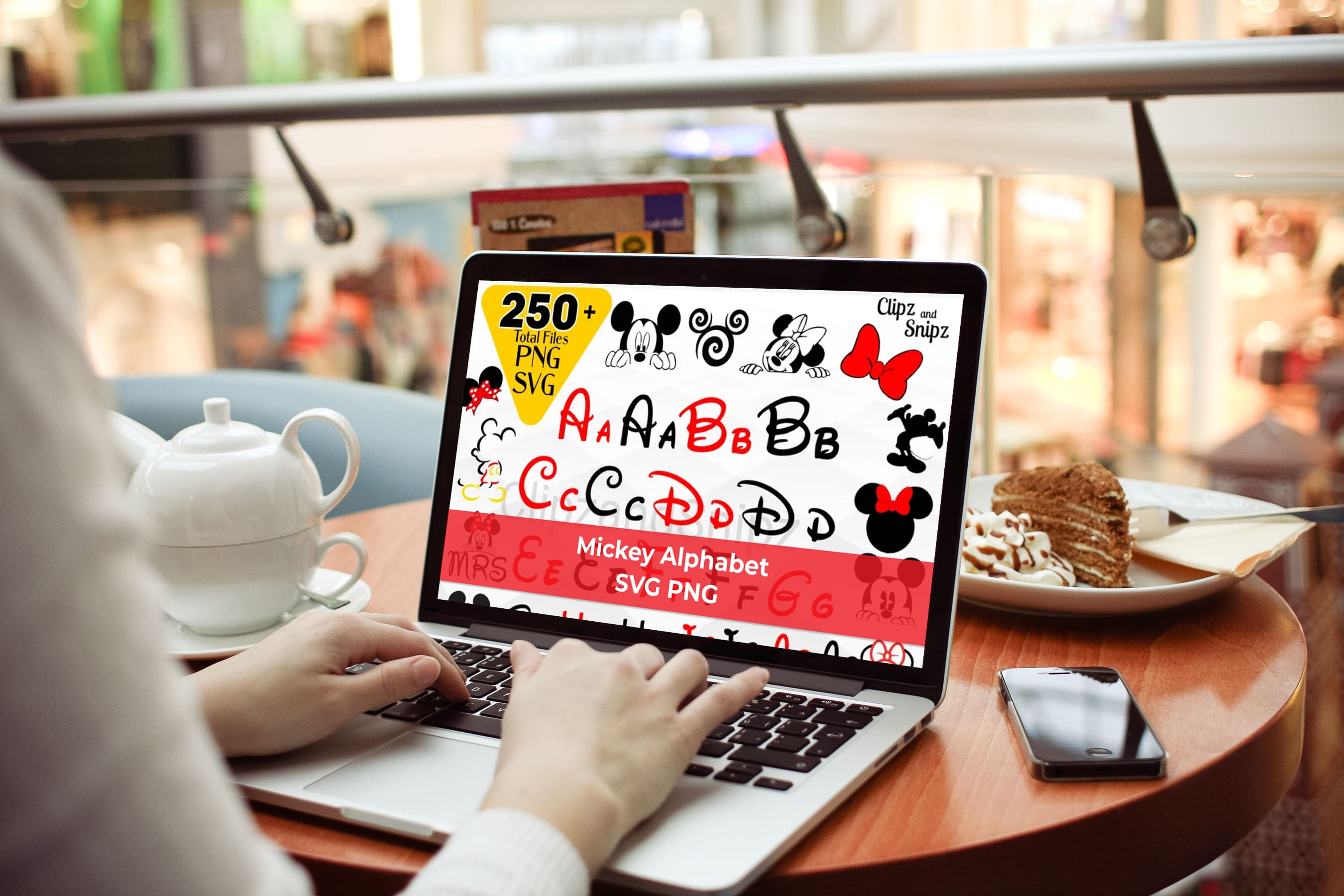 Laptop - Mickey Alphabet SVG PNG Clipart.