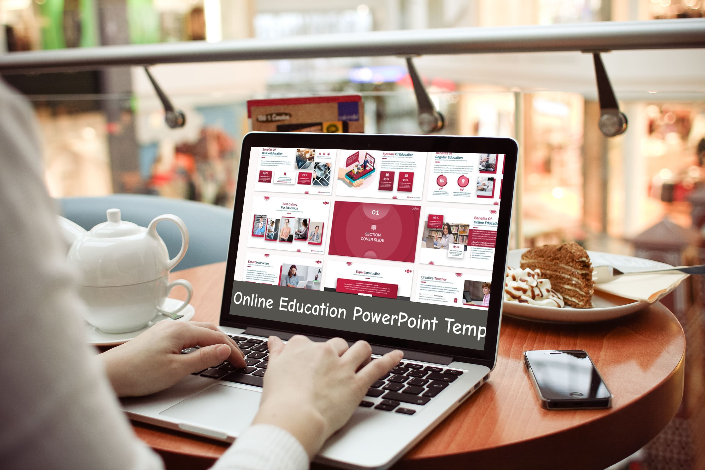 Online Education PowerPoint Template - laptop.