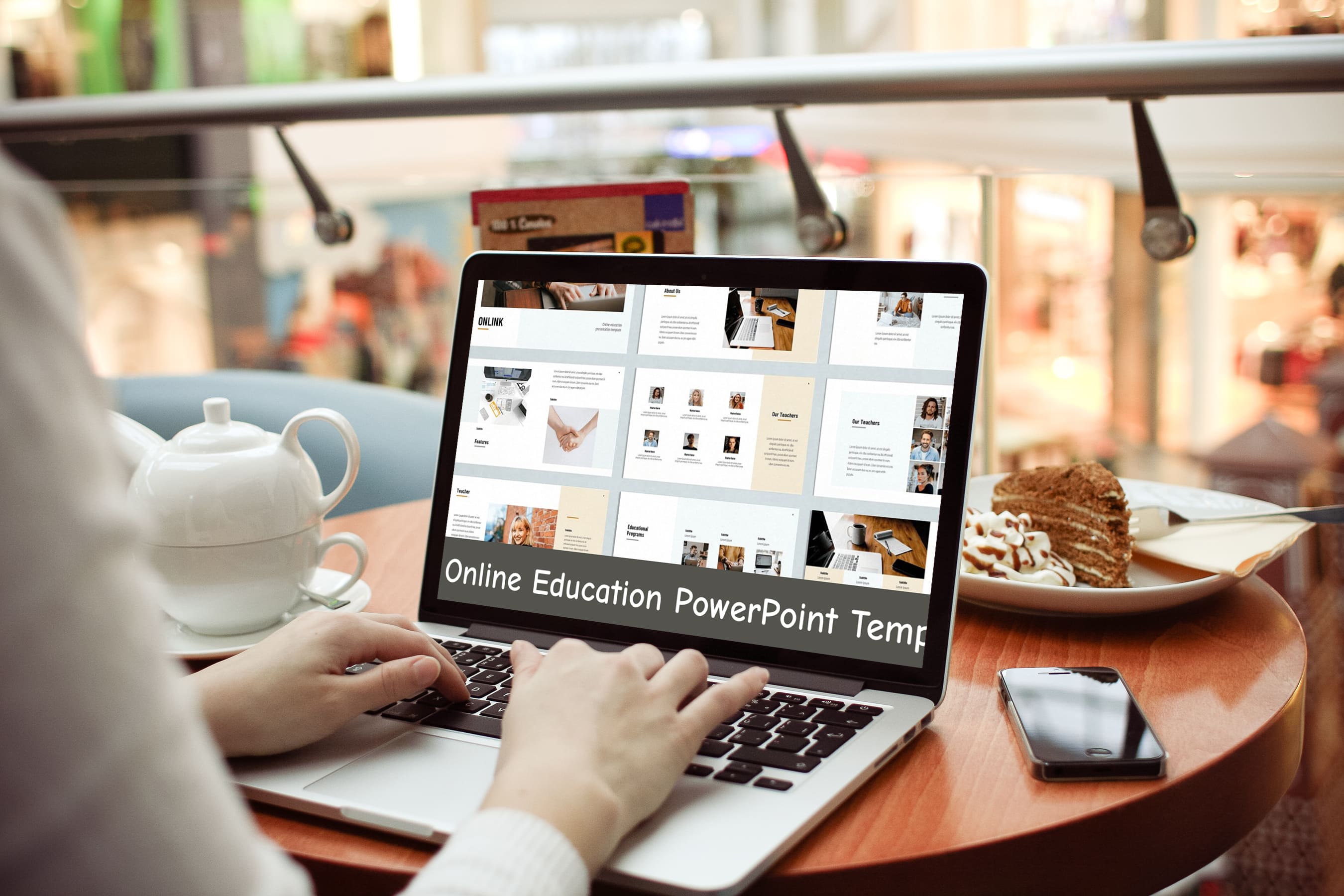 Online Education PowerPoint Template - laptop.