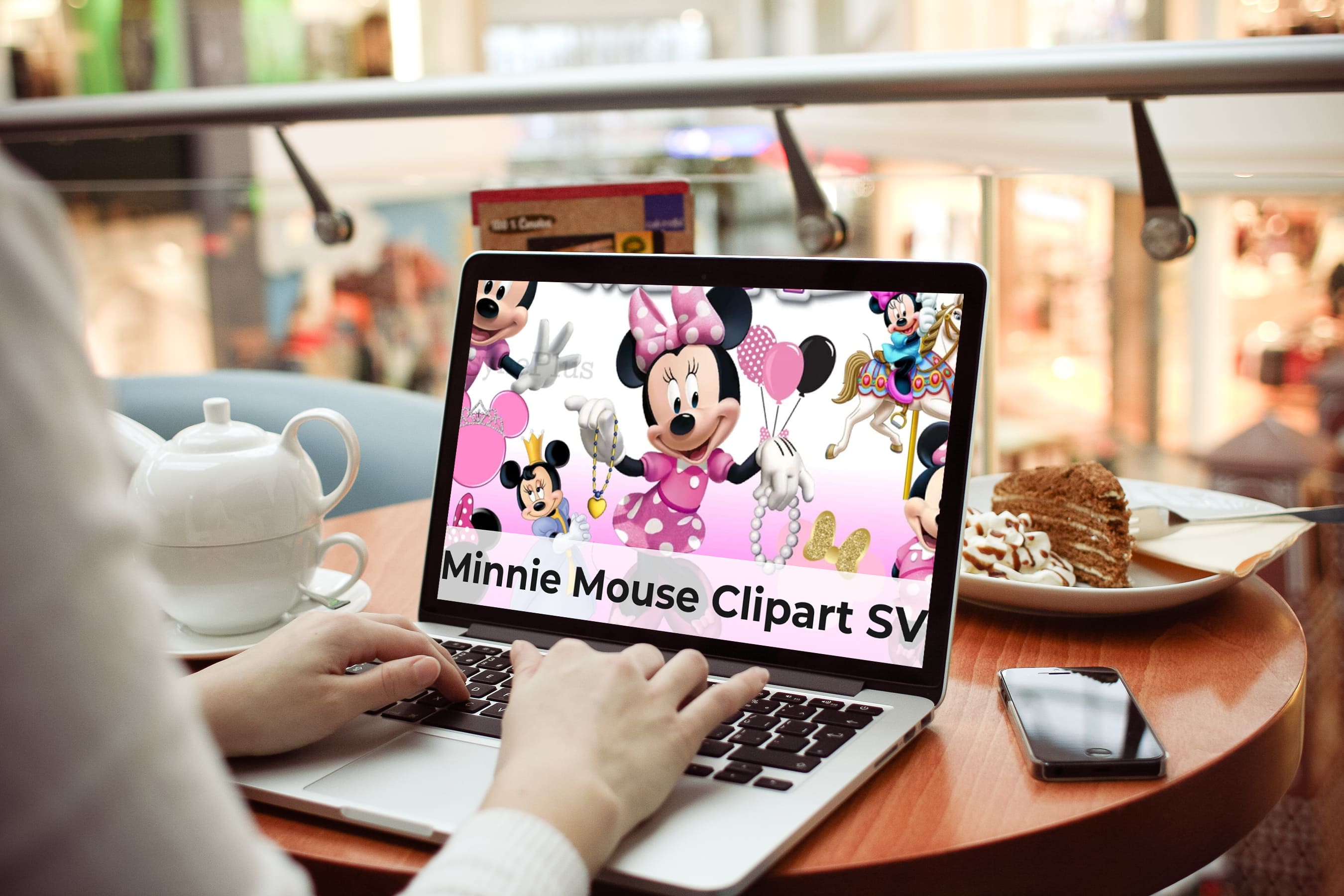 Laptop - Minnie Mouse Clipart SVG Digital Download.