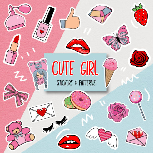Сute Girly Stickers and Patterns cover.