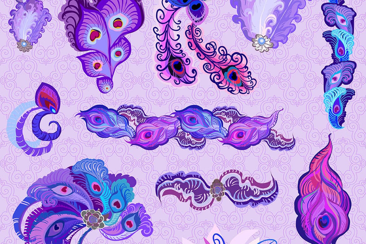 Delicate purple illustrations.