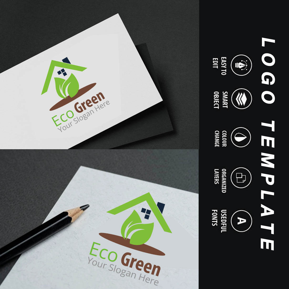 Green Logos in eco style.