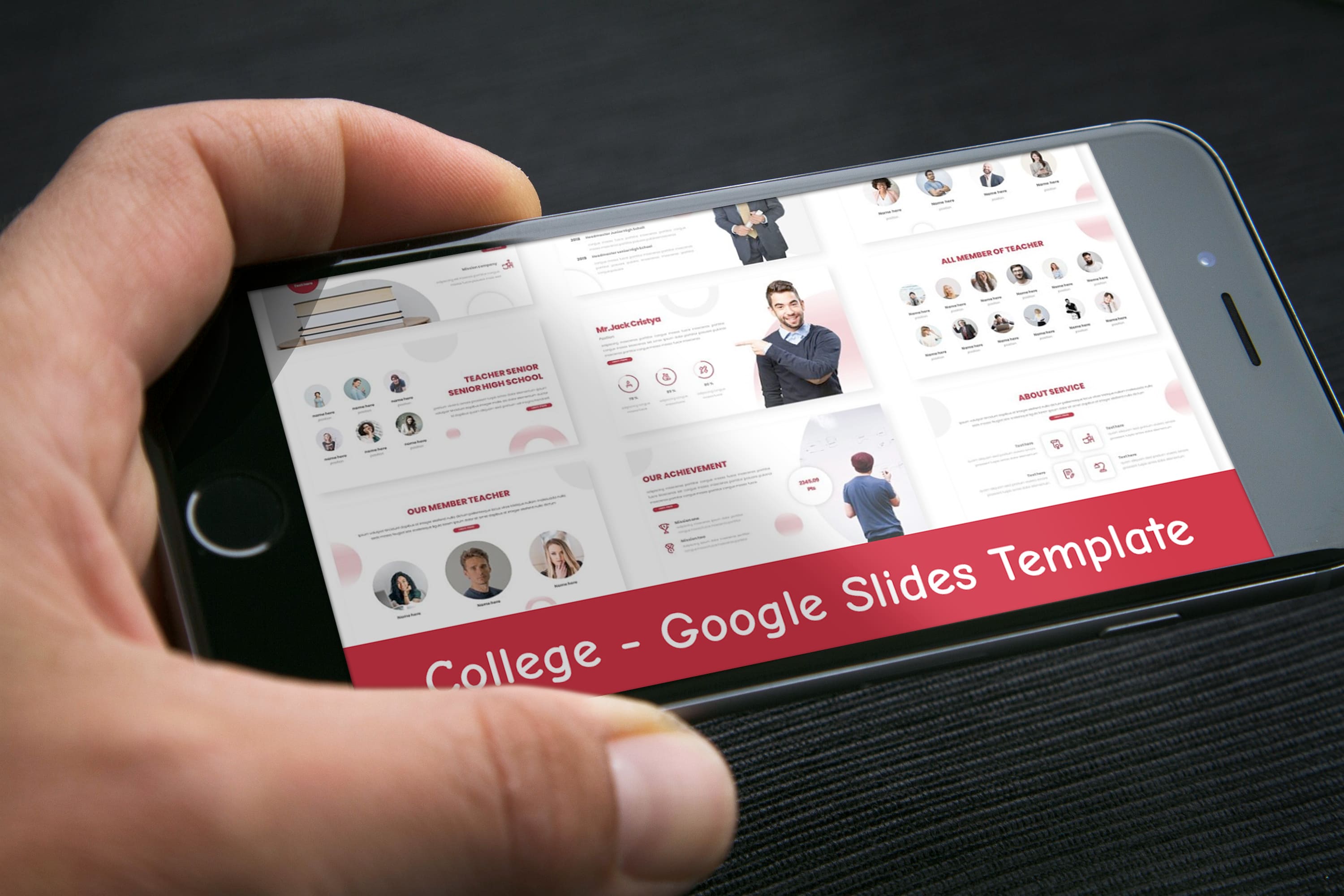 College - Google Slides Template - Mockup on Smartphone.