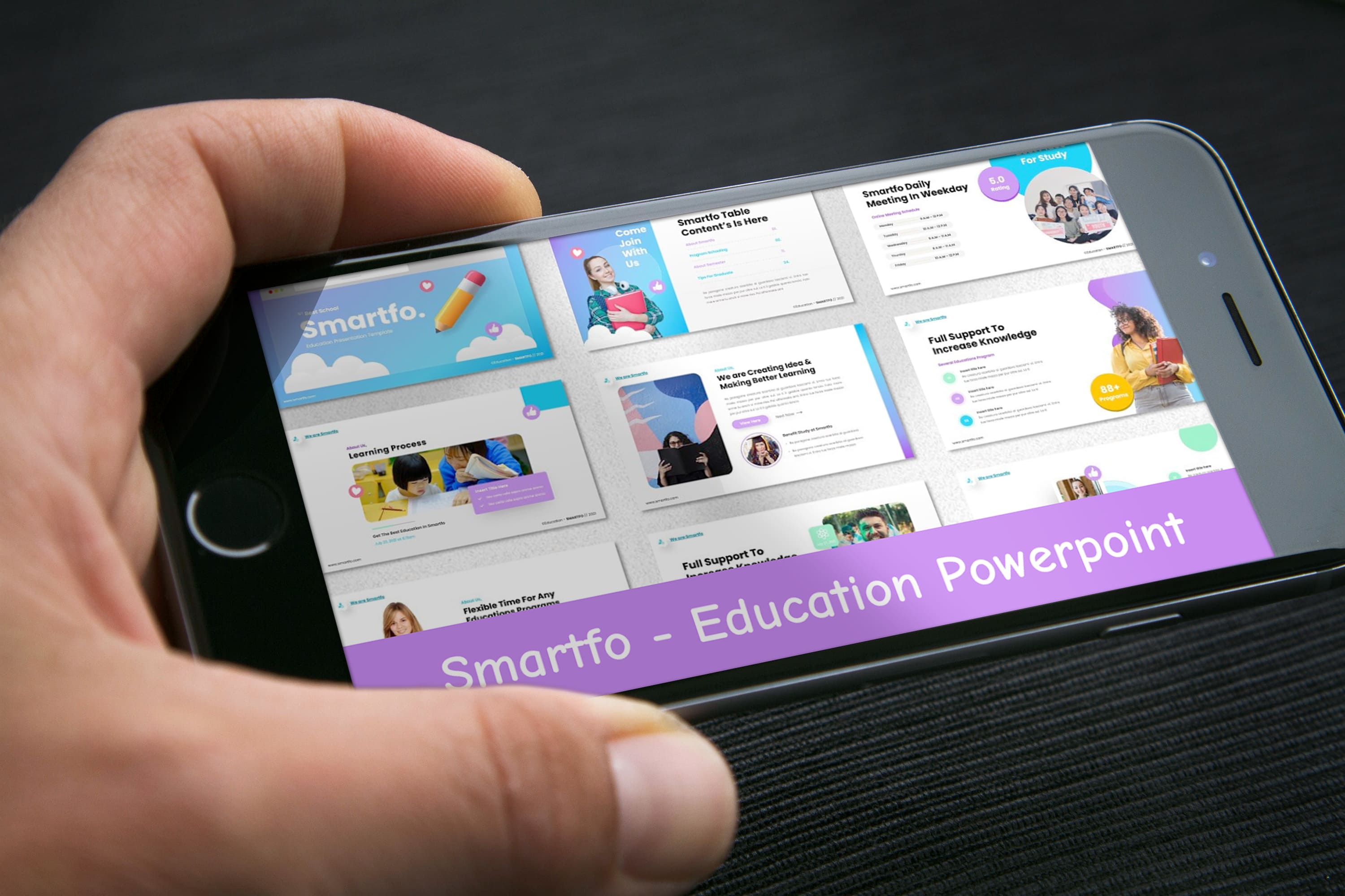 Smartfo - Education Powerpoint - Mockup on Smartphone.
