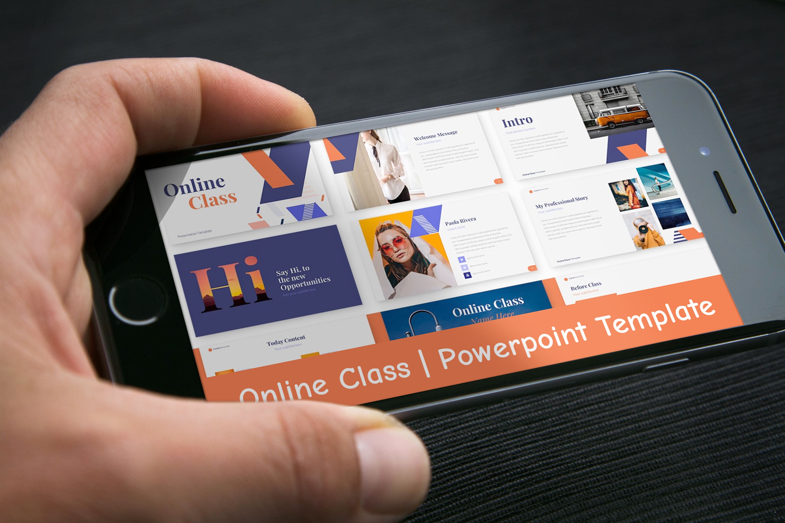 Online Class | Powerpoint Template - Mockup on Smartphone.
