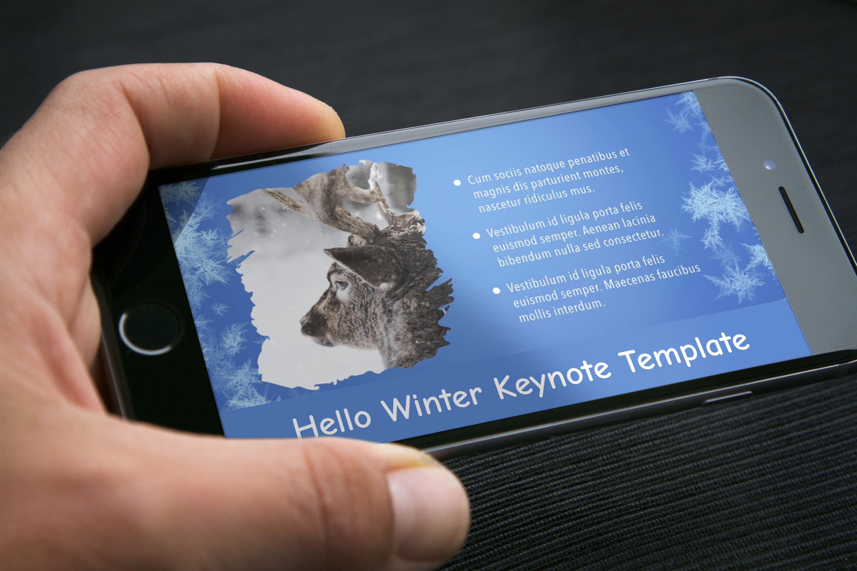 Hello Winter Keynote Template - Mockup on Smartphone.