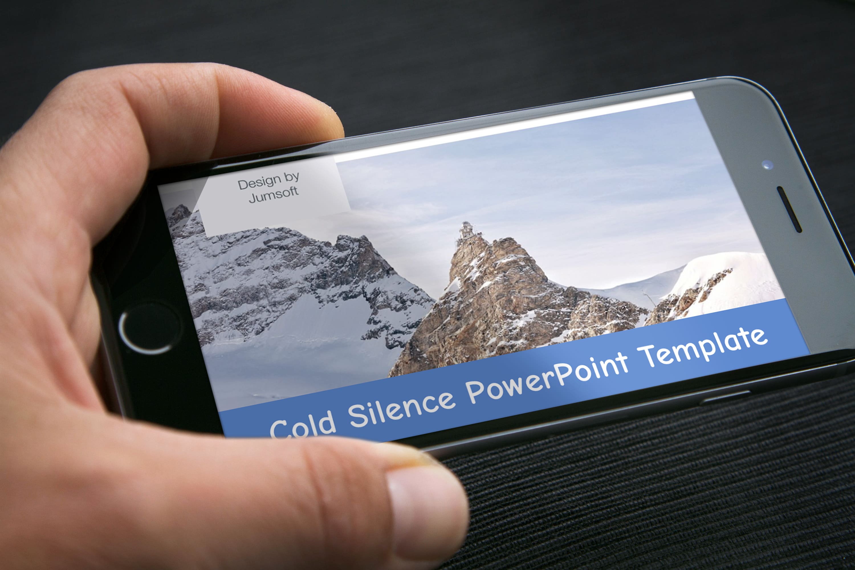 Cold Silence PowerPoint Template - Mockup on Smartphone.