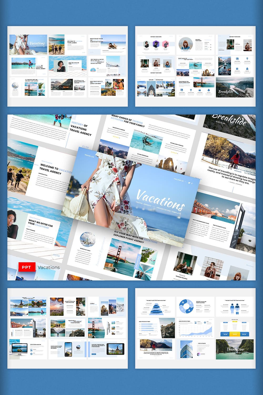 Vacation template in blue.
