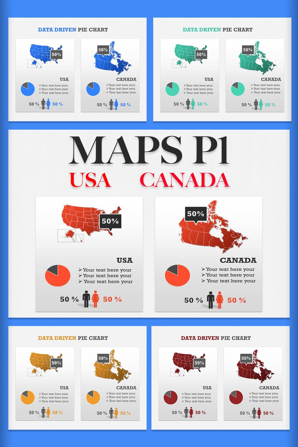 Colorful Canada maps.
