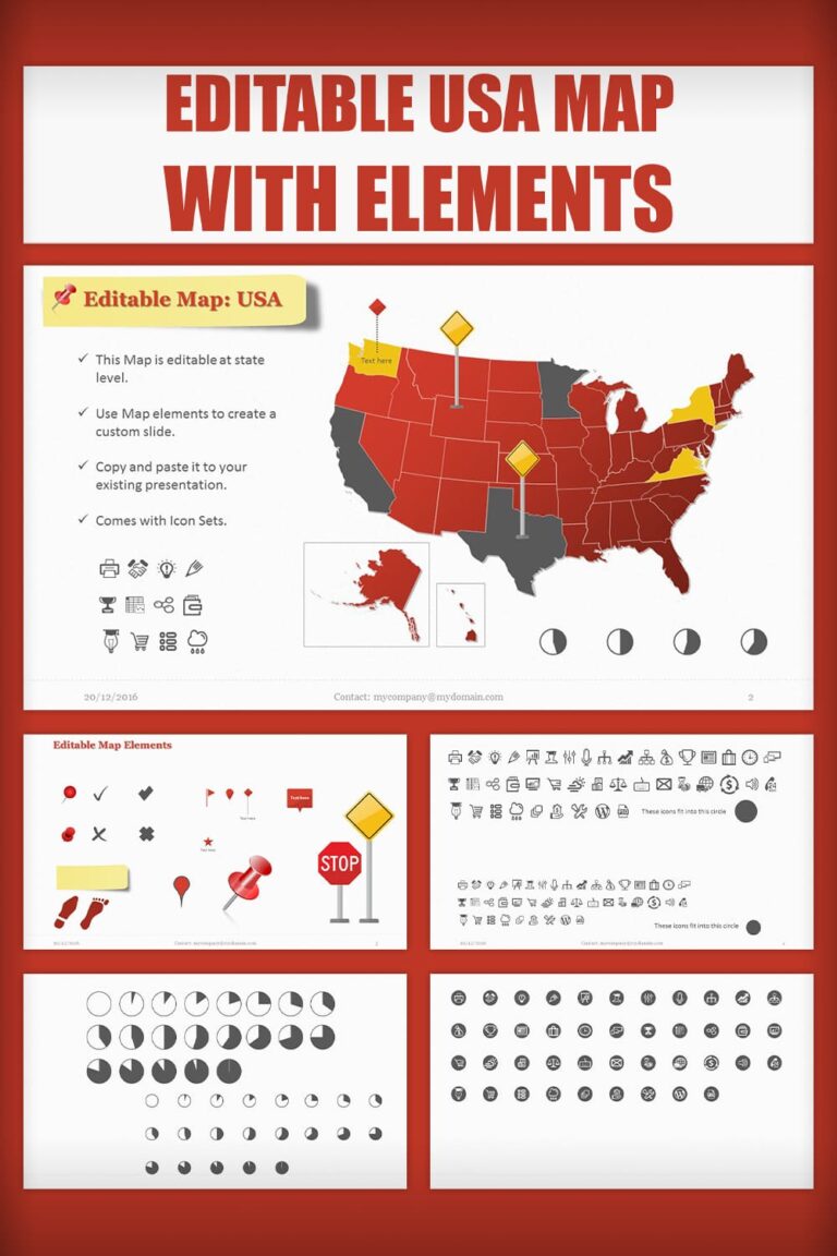 Editable USA Map with Elements.PP – MasterBundles