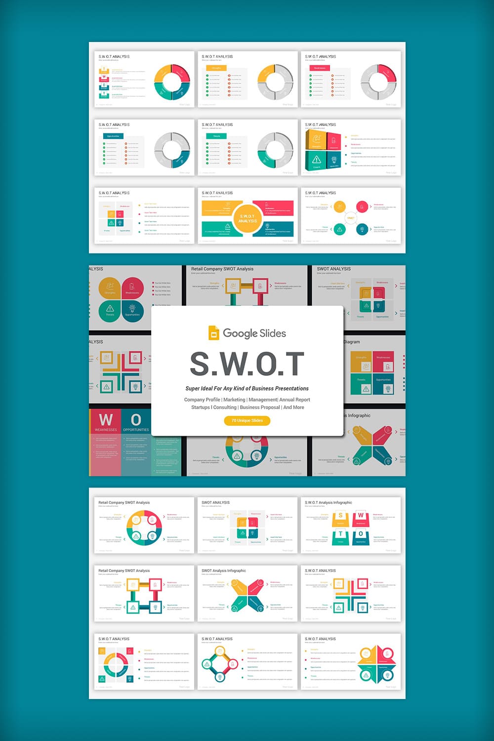 Colorful template for SWOT analyze.