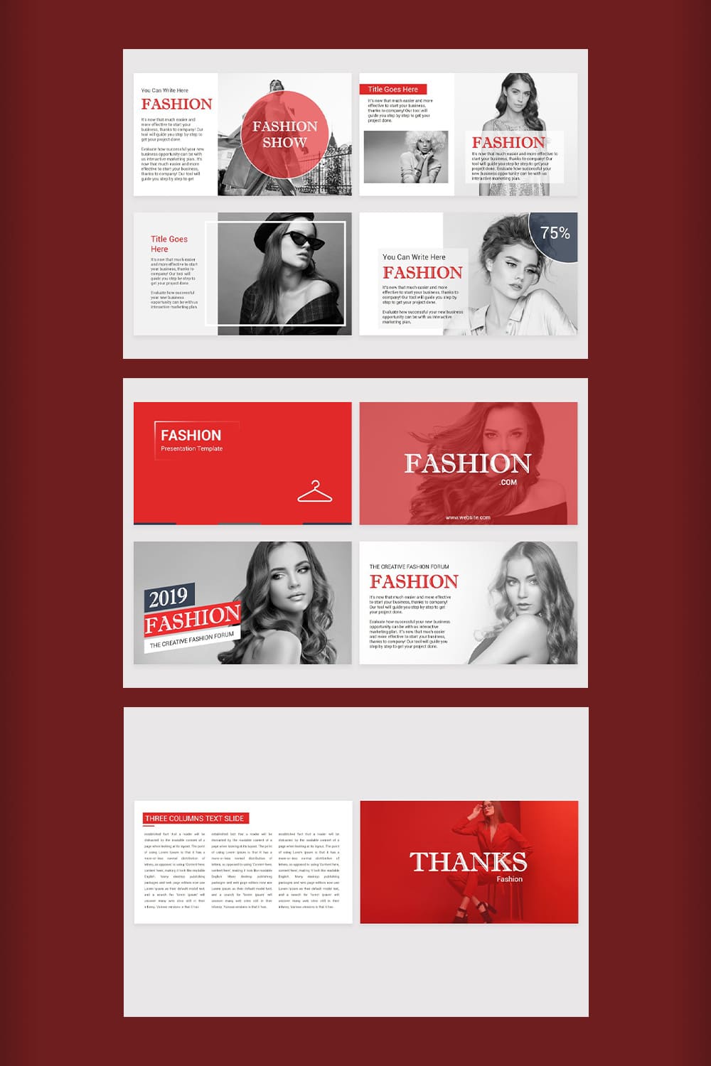 Red template for fashion industry.