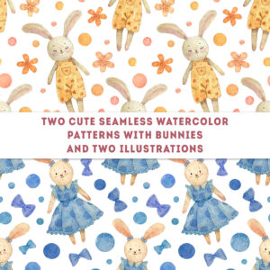 2 Seamless Watercolor Patterns and Illustrations preview image.