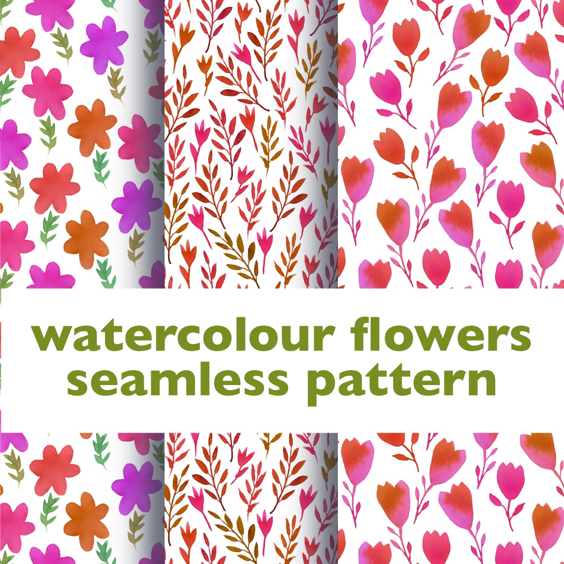 Watercolour Seamless Floral Patterns.