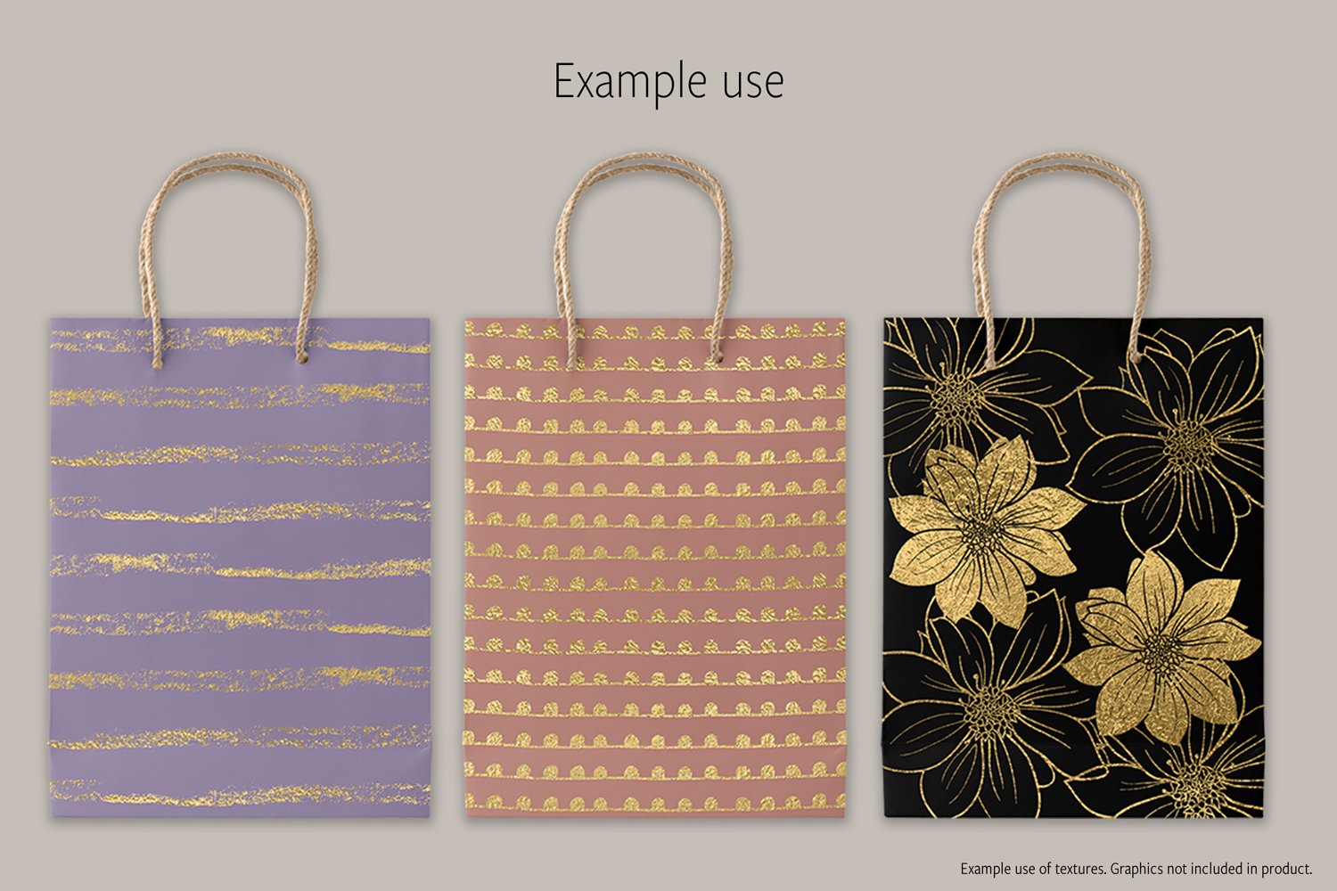 Festive eco bag with gold elements.