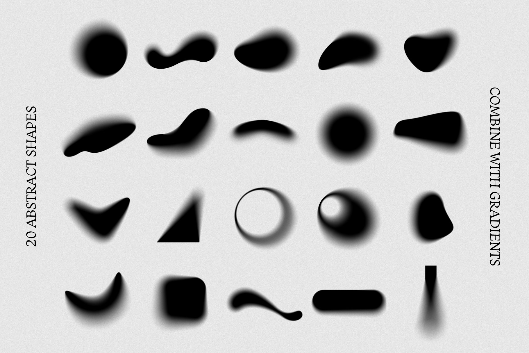 Set of dark abstract shapes.