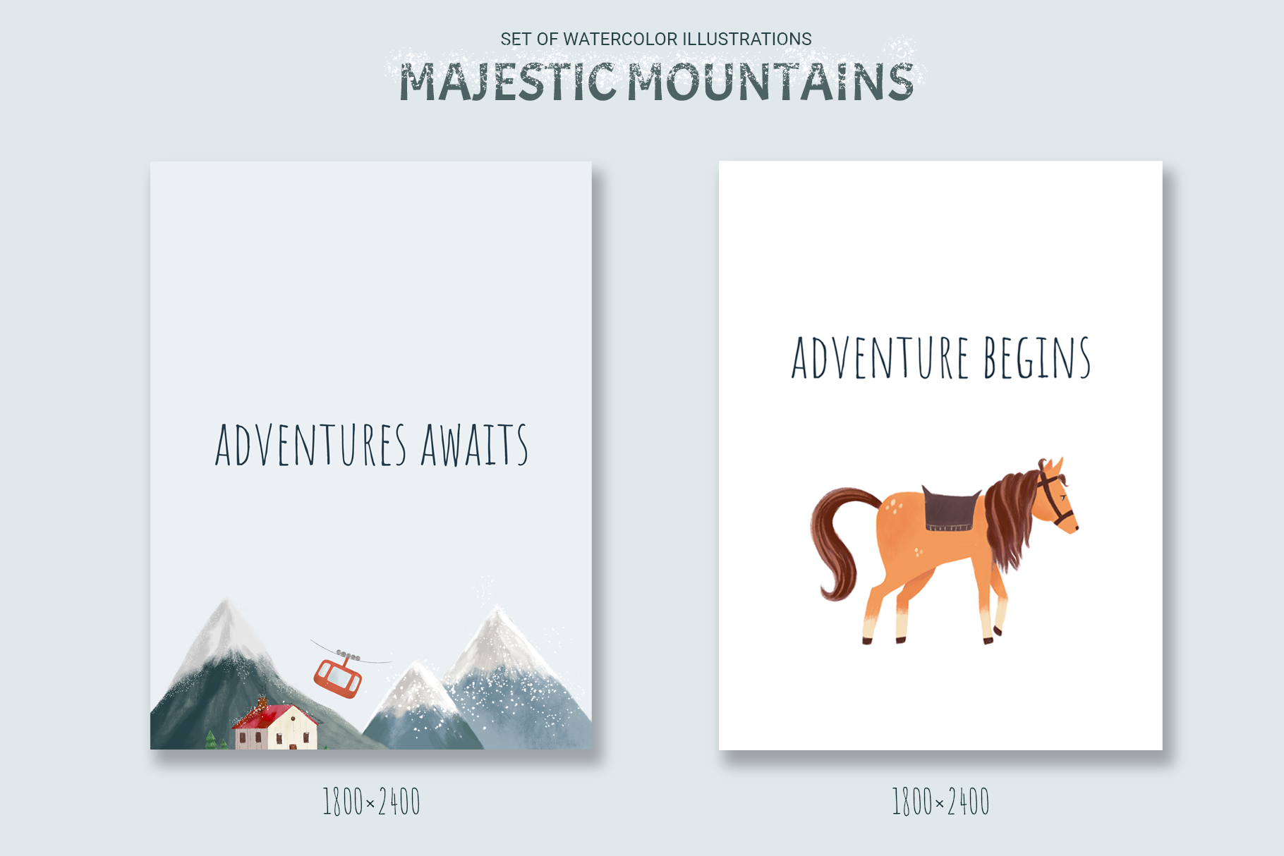 Majestic Mountains Set of Patterns and Elements postcards.