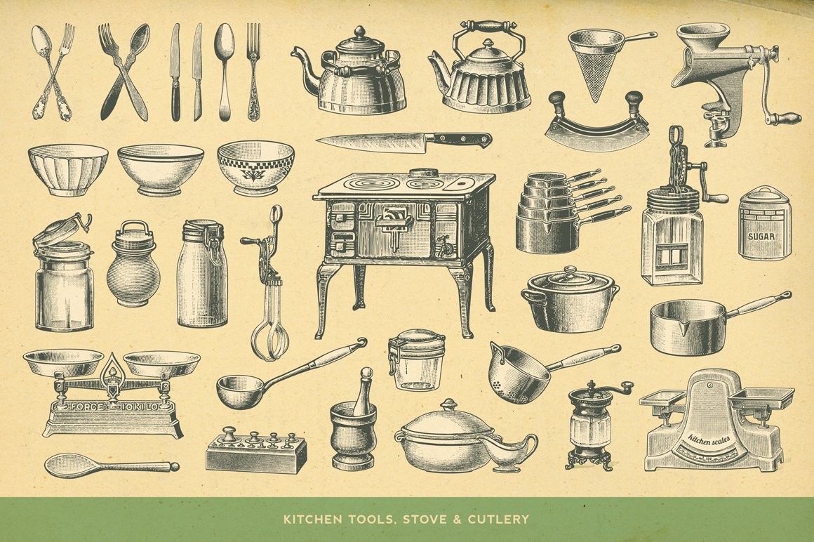 Vintage kitchen tools.