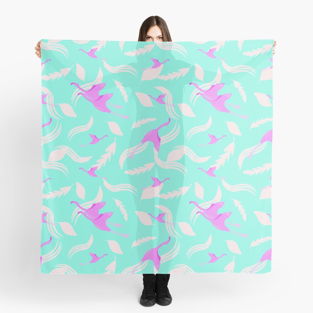 Set of Wave Patterns. Flamingo Pattern and Feather ON scarf.