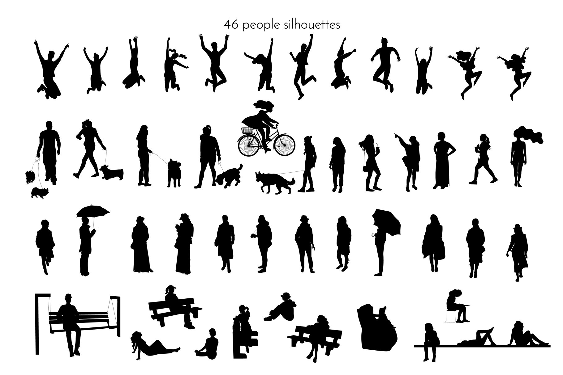 46 people silhouettes.