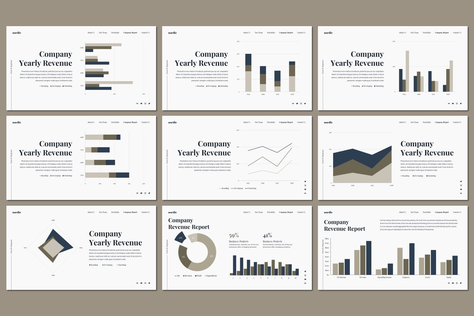 Nordic Powerpoint includes modern infographics.