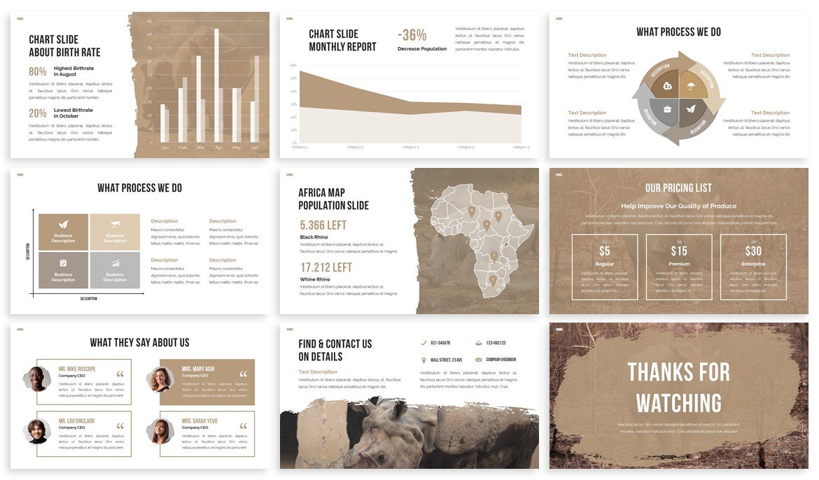 Rhino Safari includes a collection of maps and charts.