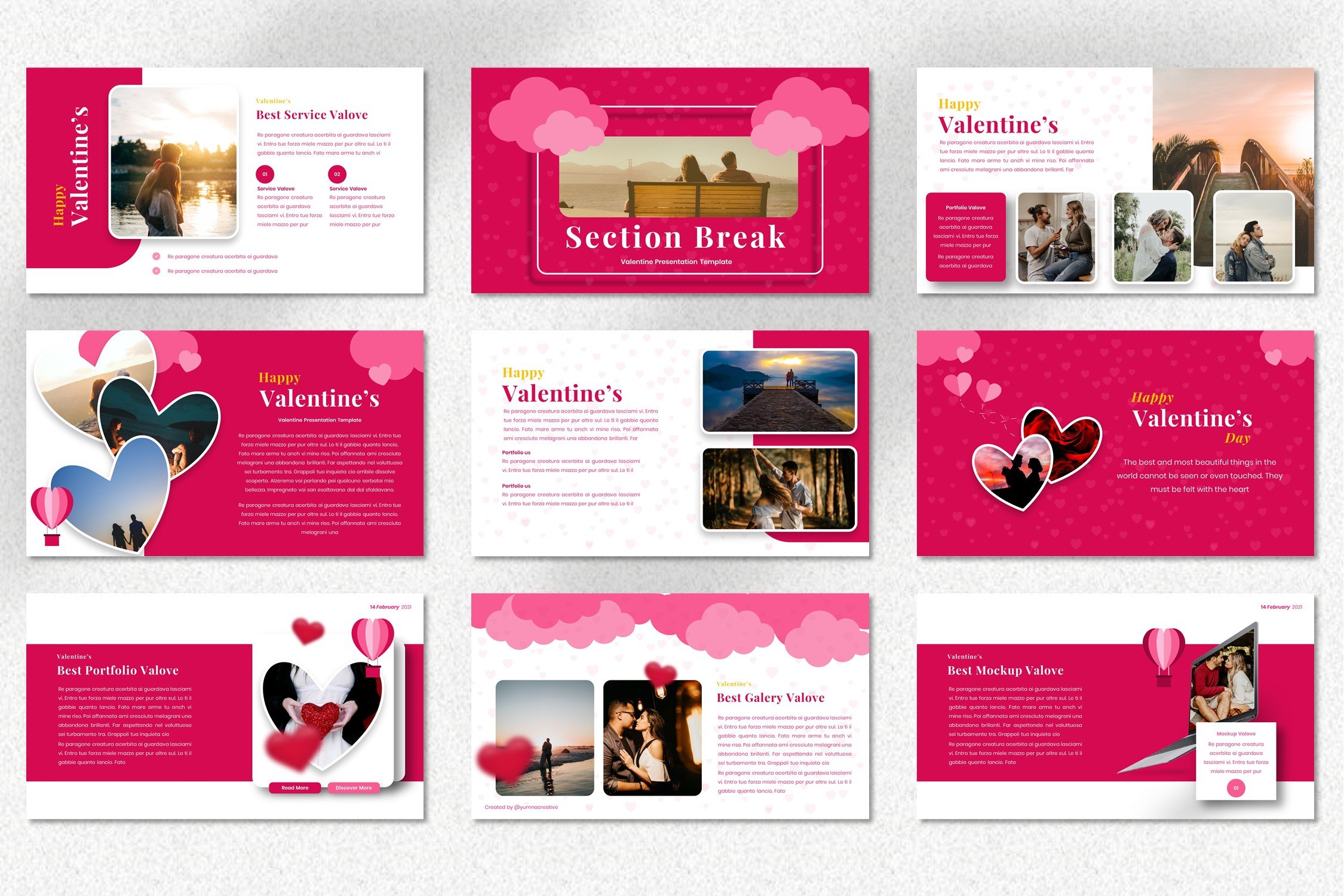 Template has the soft colorful shapes and comfortable text blocks.