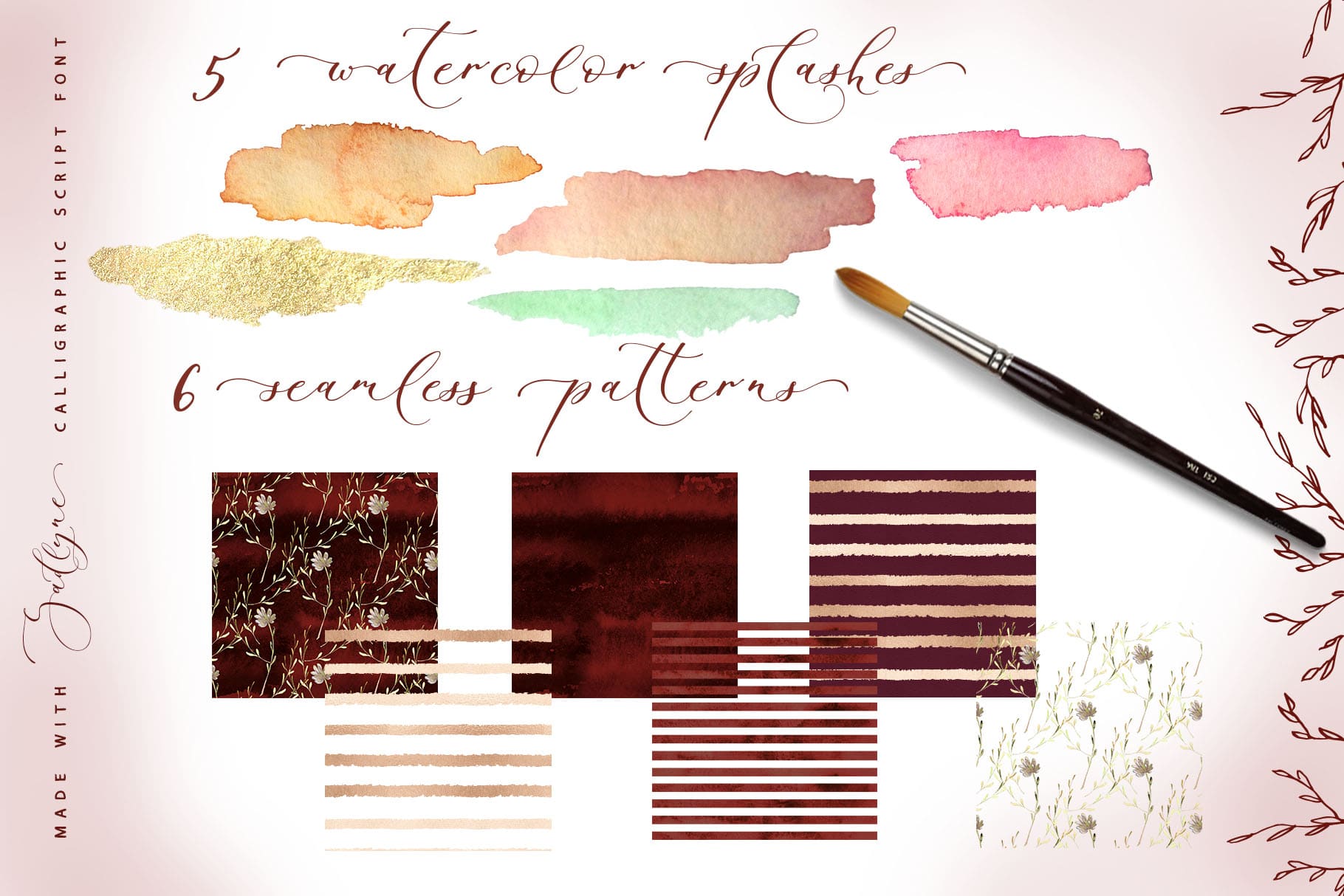 Watercolor brushes in different colors.