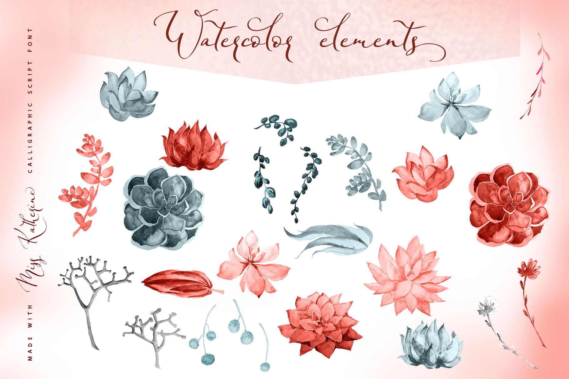 Watercolor elements for your project.