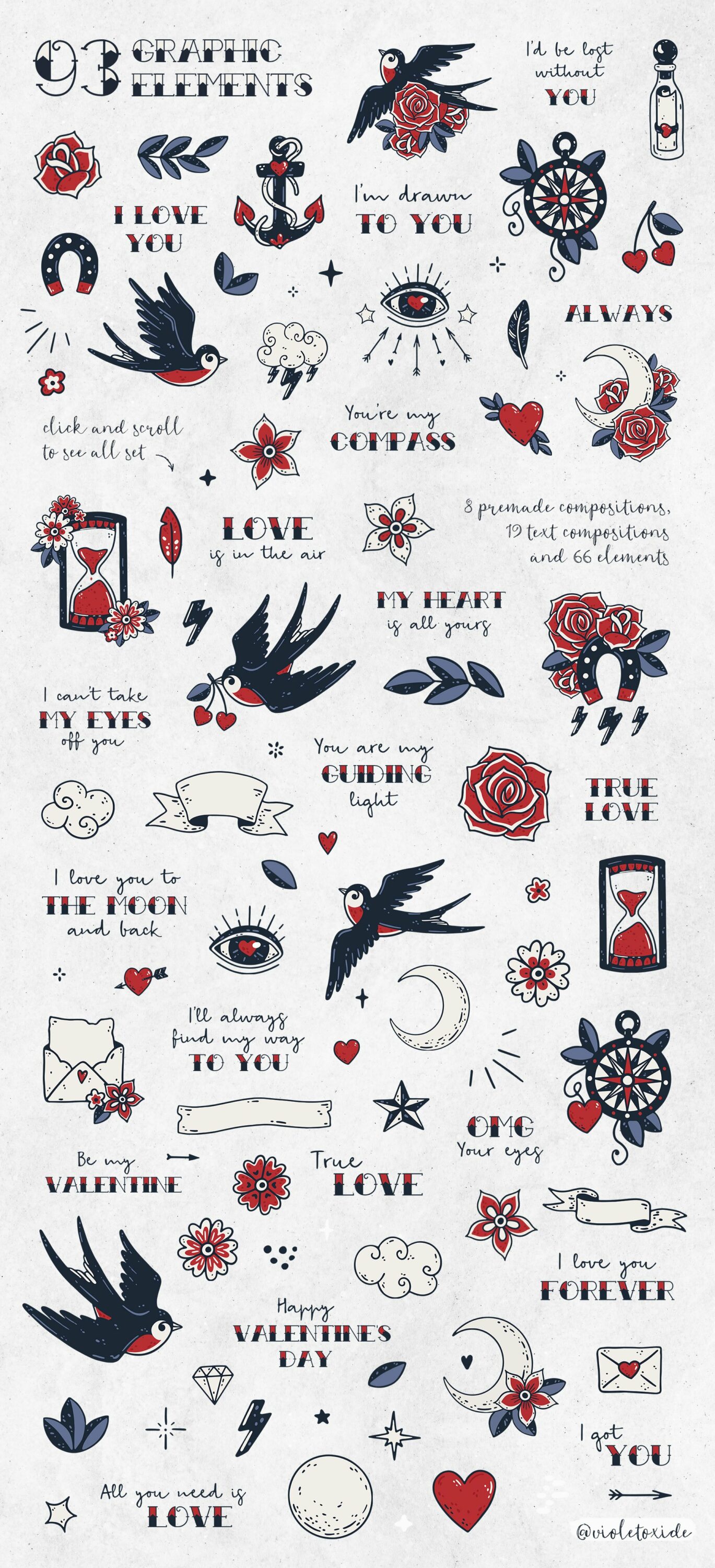 Dark graphic elements for your love story.