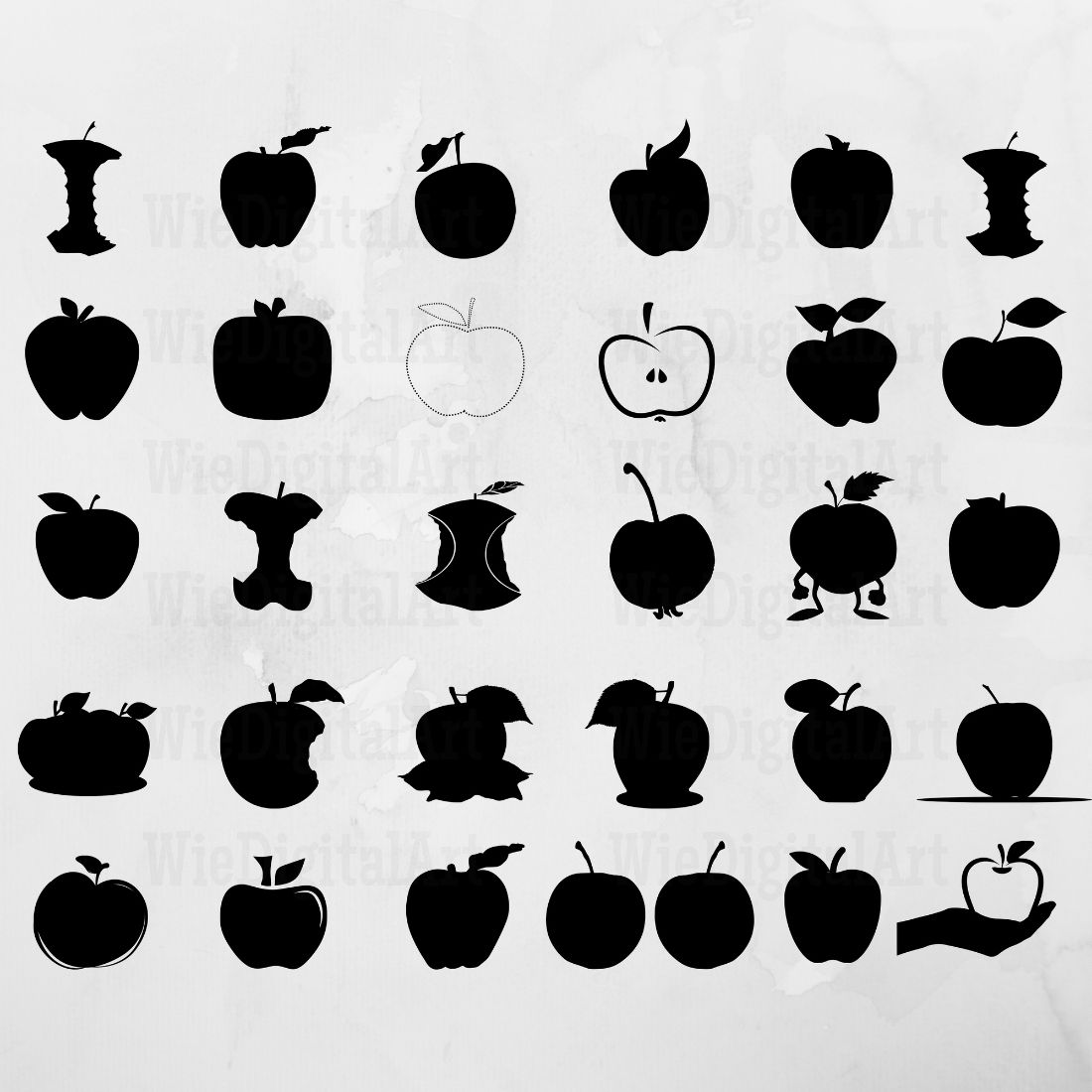 Apple SVG & Apple Silhouette previews.