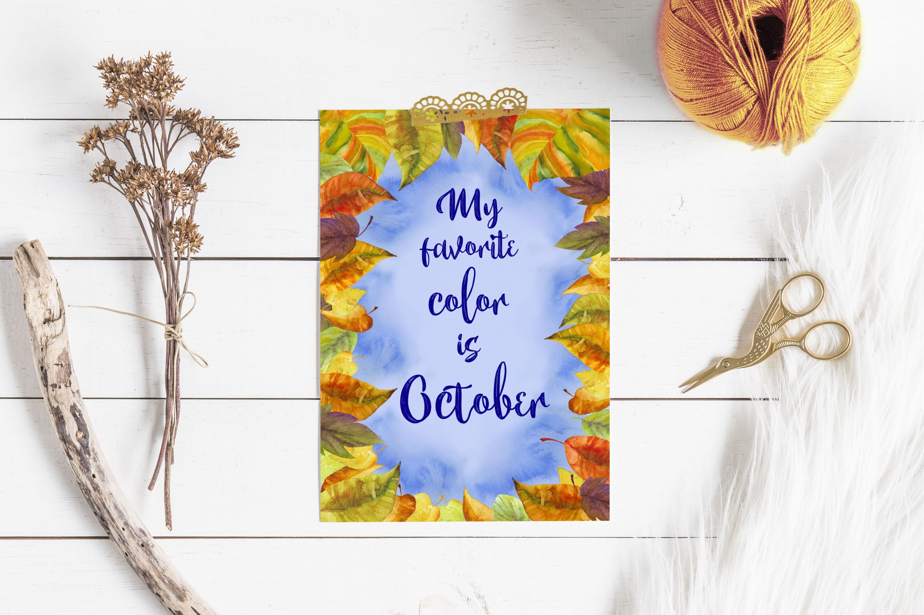 Watercolor autumn card.