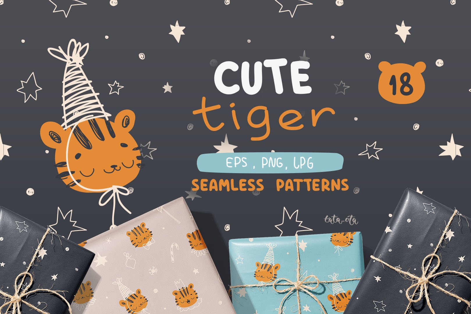 Cute Tiger. Seamless Pattern.