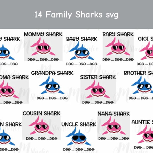 Group of stickers with a picture of a shark.