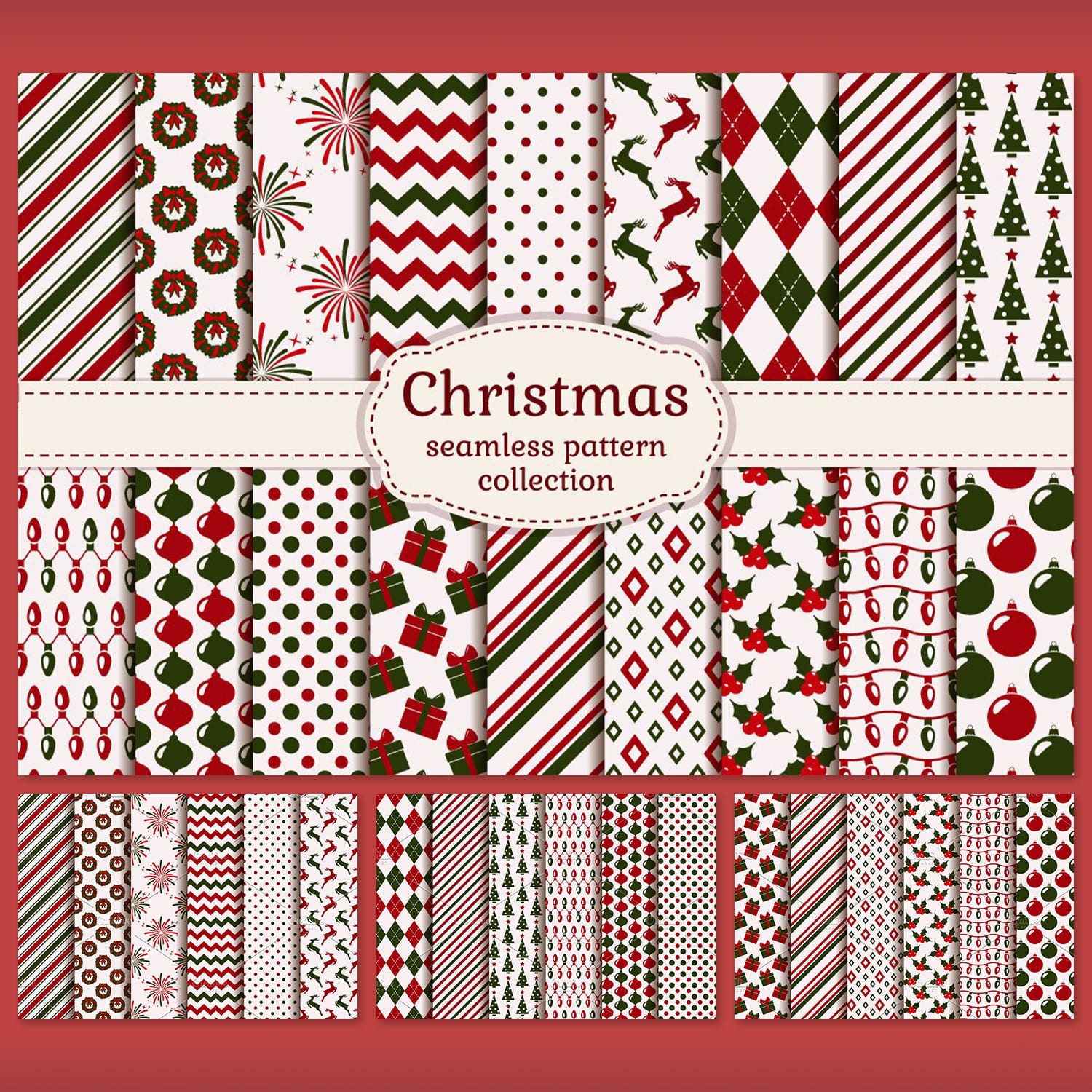 Christmas seamless patterns cover.