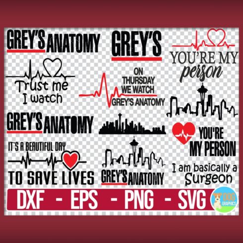 Greys Anatomy SVG cutting files.