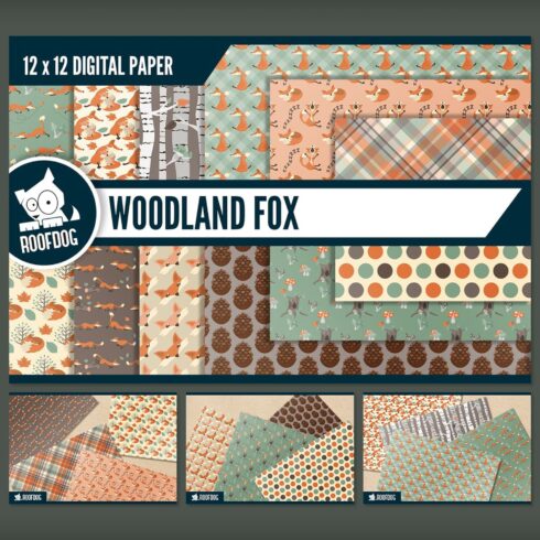 Woodland fox digital paper.