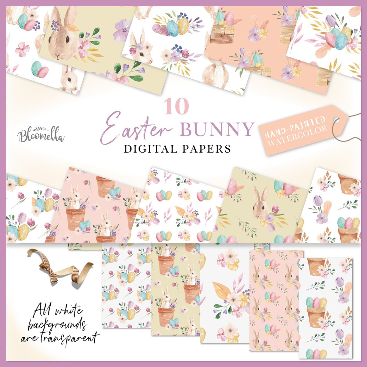 Easter Bunny Patterns Eggs Spring.