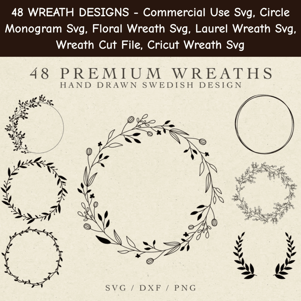 48 Wreath Designs - Commercial Use SVG – MasterBundles