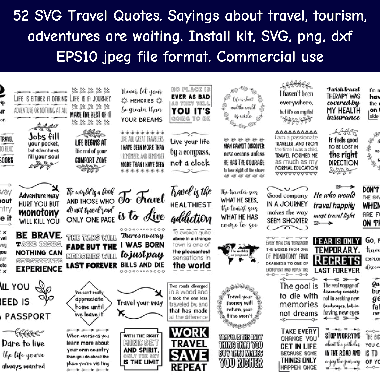 52 SVG travel Quotes.