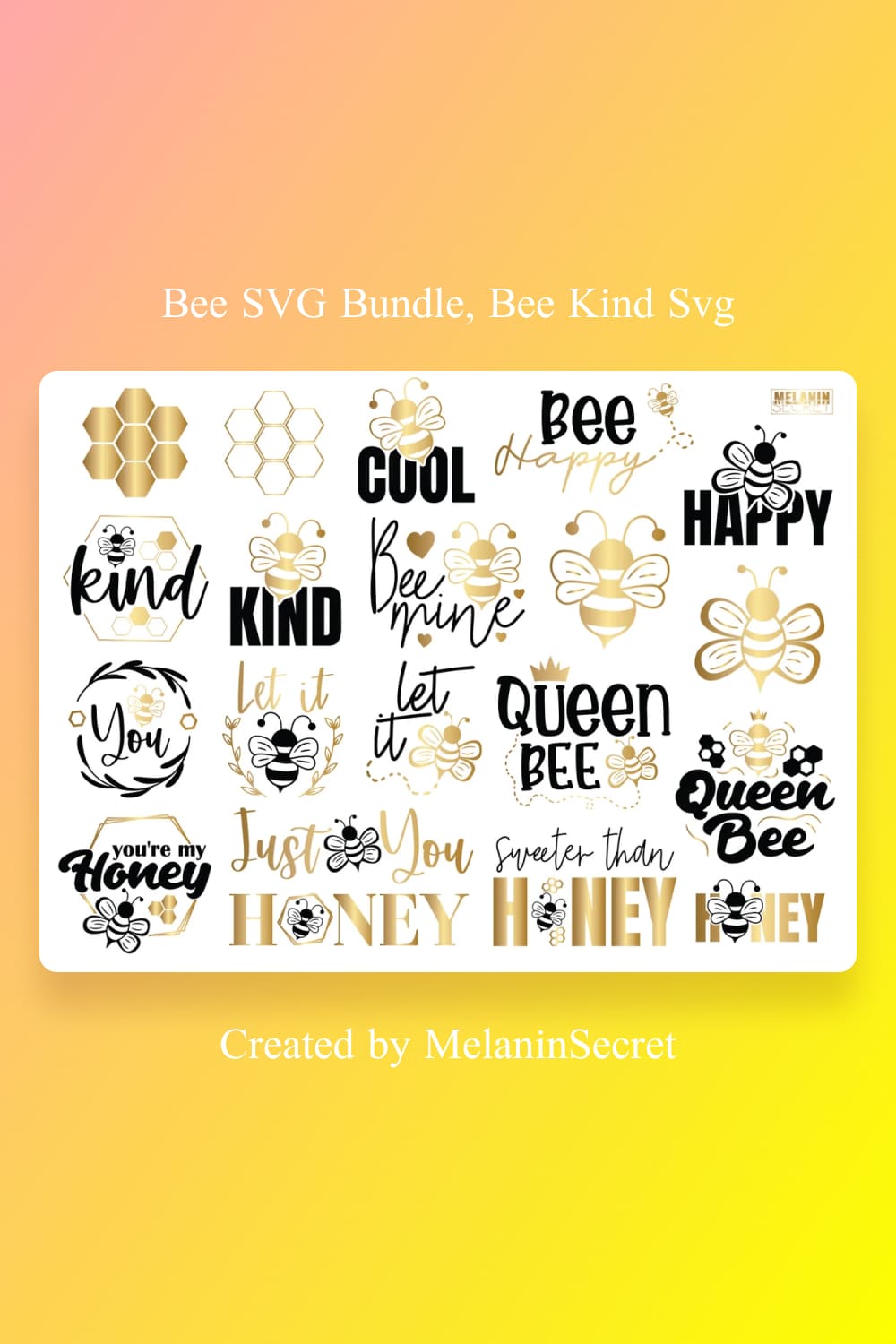 Bee Bundle SVG preview of Pinterest image.
