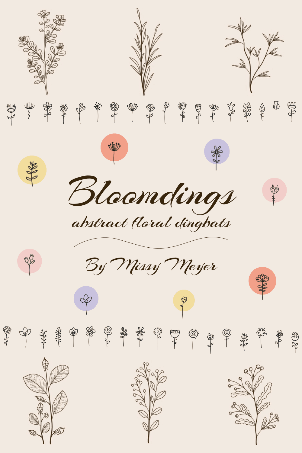 Bloomdings: Abstract Floral Dingbats - Pinterest Image.