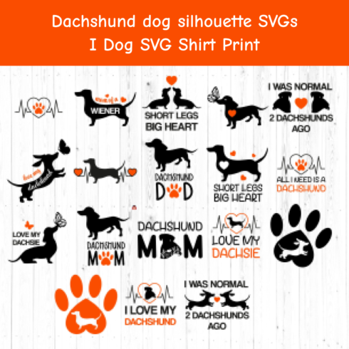 Dachshund dog silhouette SVGs I Dog SVG Shirt Print main cover.