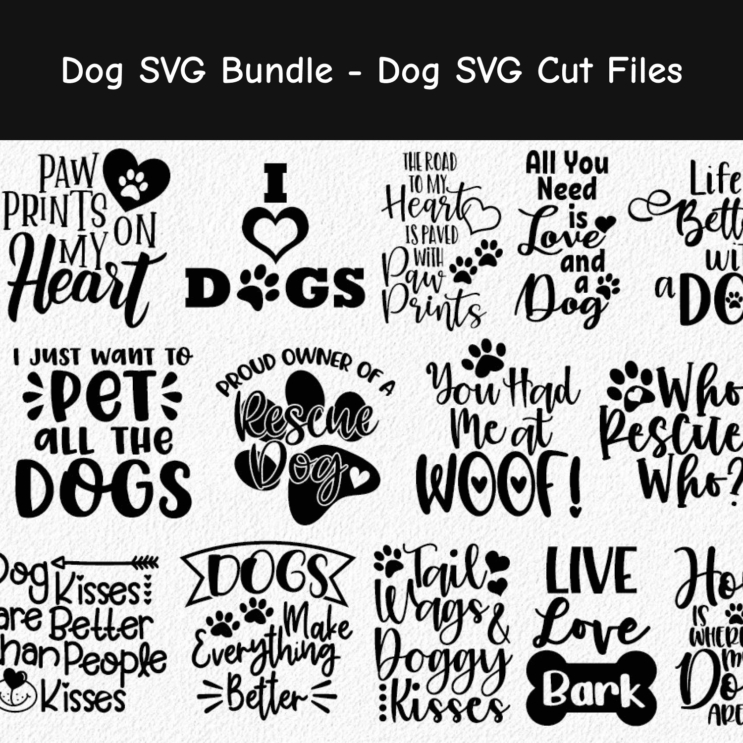 Dog svg bundle of svg cut files.
